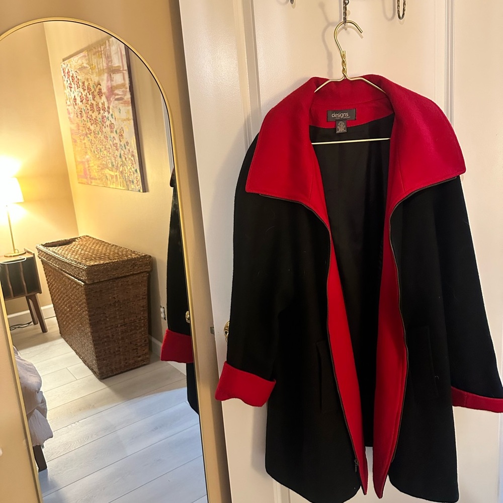 Chic Black and Red Coat